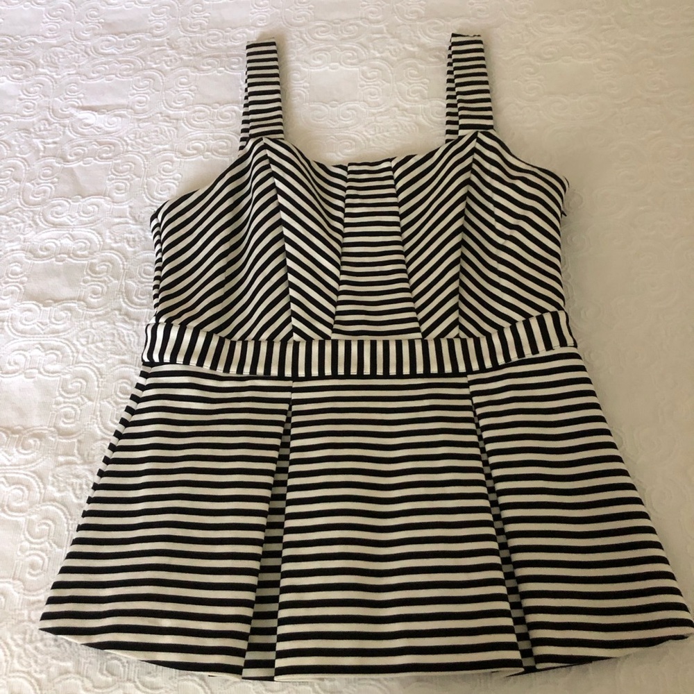C Wonder black & white stripe ponte knit top